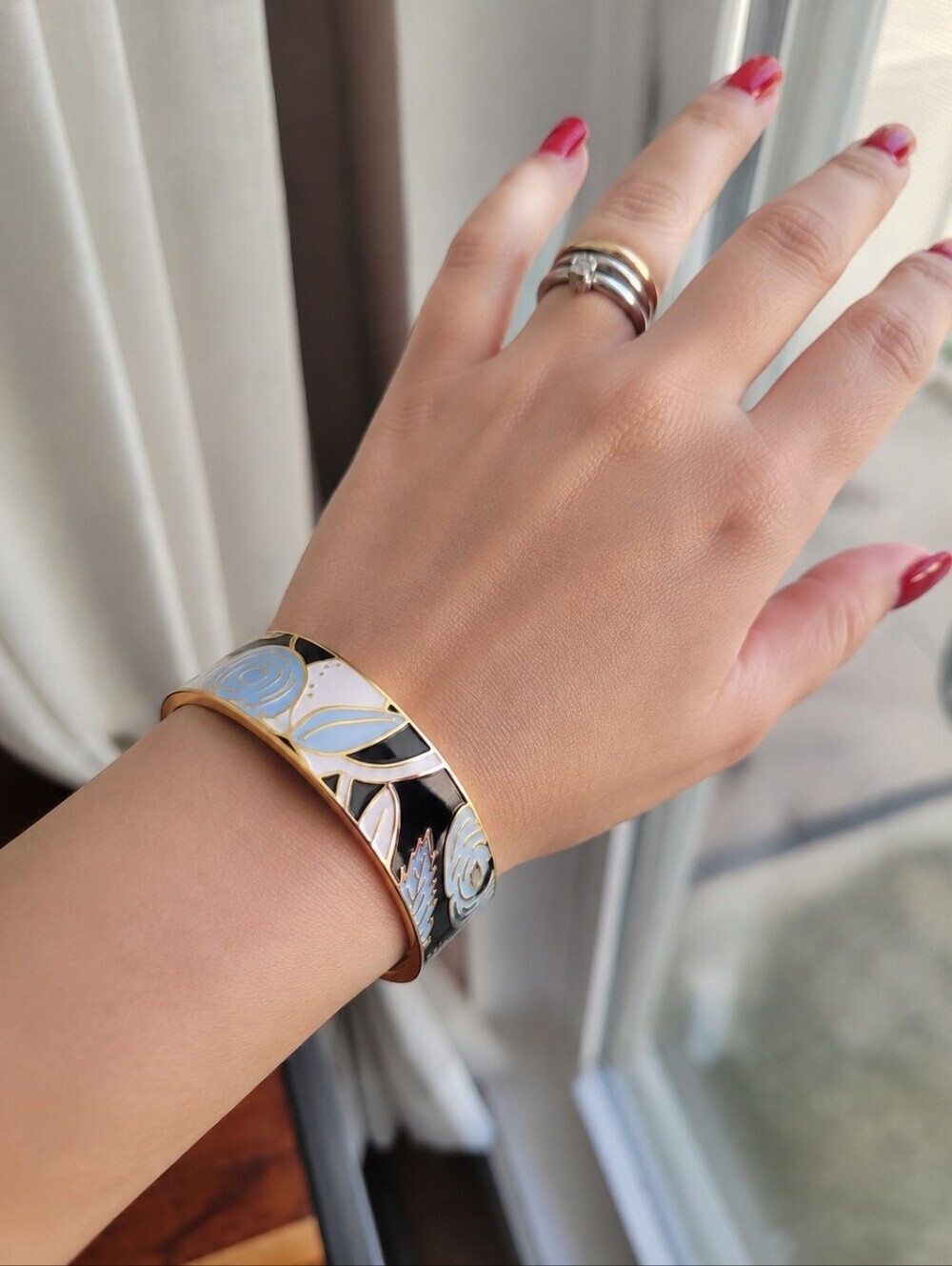 Rifle Paper Co. – Colette Cuff Floral Polished Enamel Gold Plating Logo MINT